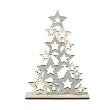 SILVER & WOODEN STAR CHRISTMAS TREE